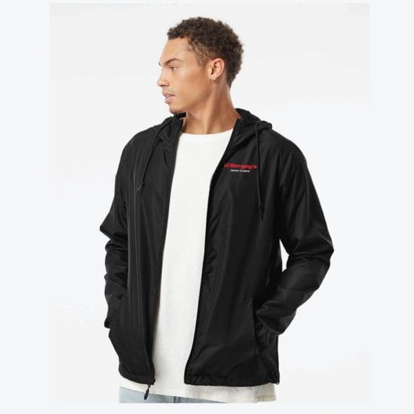 Independent Trading Co. Lightweight Windbreaker Jacket - Black, 2XL