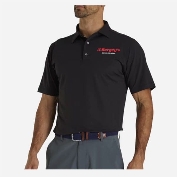 FootJoy Performance Stretch Pique Solid Self Collar Polo - Black, 2XL