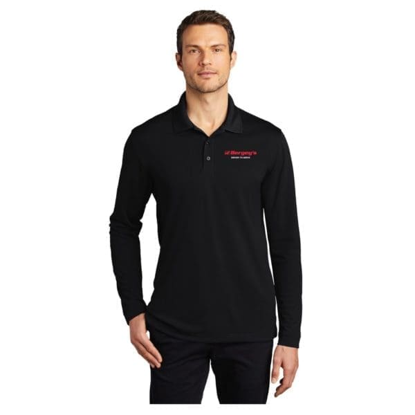 Port Authority Dry Zone UV Micro-Mesh Long Sleeve Polo - Black