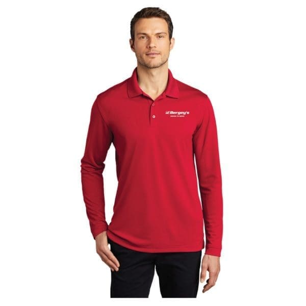 Port Authority Dry Zone UV Micro-Mesh Long Sleeve Polo - Red