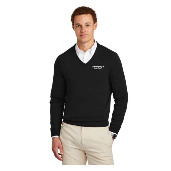 Brooks Brothers Cotton Stretch V-Neck Sweater - Black, L