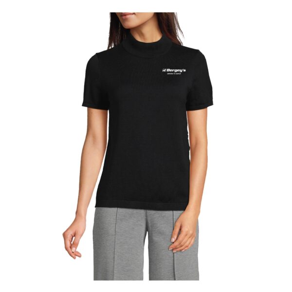 Women's Cotton Modal Half Sleeve Mock Neck Pullover Sweater - XS